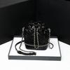 New Spring and Summer Tweed Bucket Bag for Women Korean Style Versatile Diamond Chain Bag One Shoulder Crossbody Bag