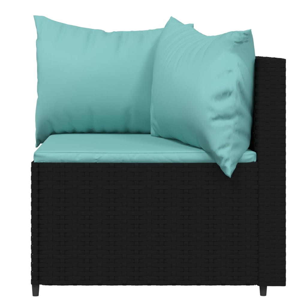 vidaXL 4-tlg. Garten-Lounge-Set mit Kissen Schwarz Poly Rattan