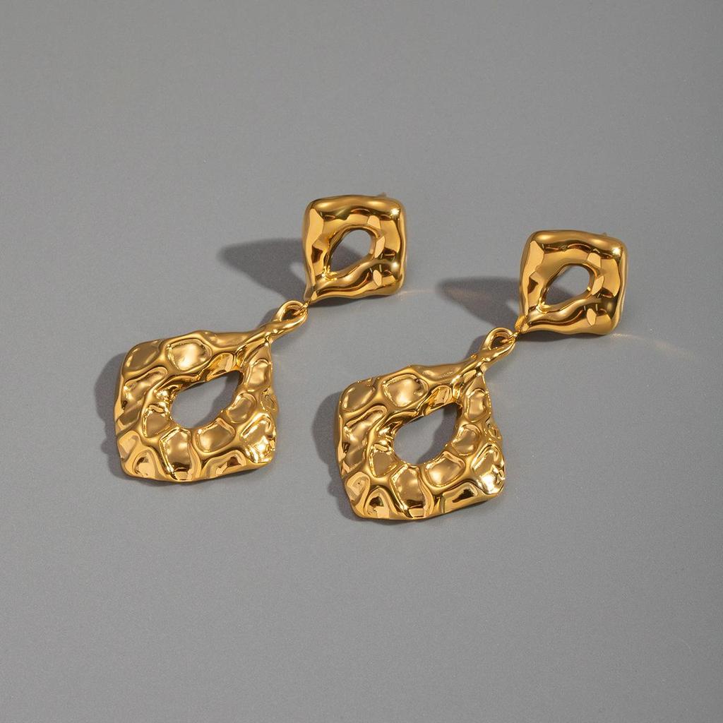 Xia Ling Geometric Pleated 18K Gold-Plated Stainless Steel Earrings