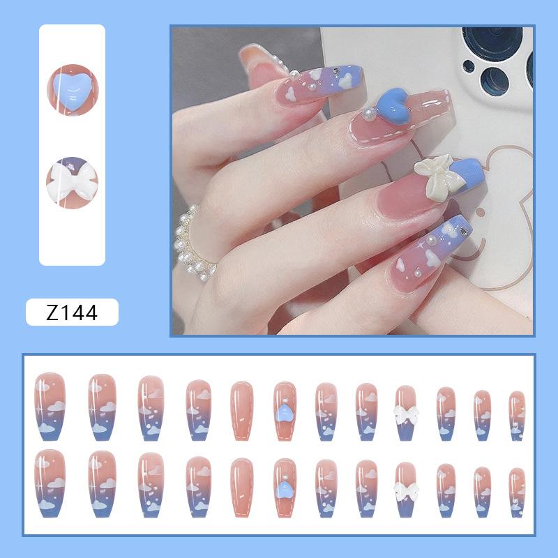 24Pcs Frosted Smoky Black Ripple Fake Nails Full Coverage Removable Press On Nails Finished Nail Stickers