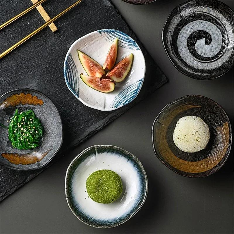 Creative Japanese ceramic plate with high feet saucer saucer snack tea dessert plates snack plate fruit plate bowls ramekin