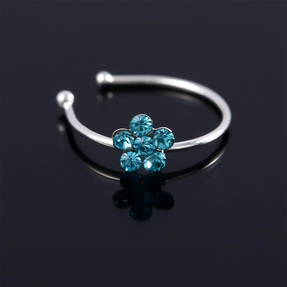 Rhinestone Ear Clip Nostril Stainless Steel Party Dress Crystal Fake Body Jewelry Nose Ring Hoop