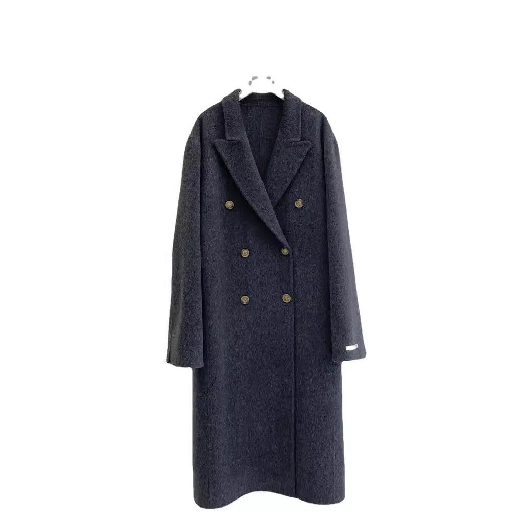 [Autumn and Winter] Simple Suit Loose Double-sided Wool Coat Double-breasted Long White