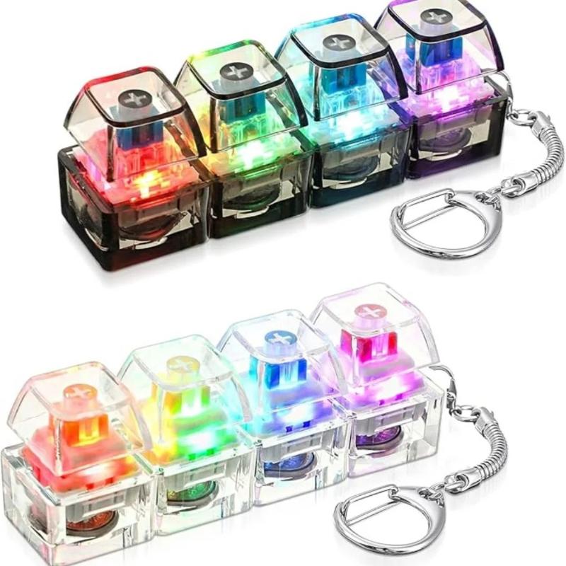 4-Button Fingertip Keyboard Keychain Rgb Keyboard Fidget Toy With Lights For Stress Relief Decompression Calming
