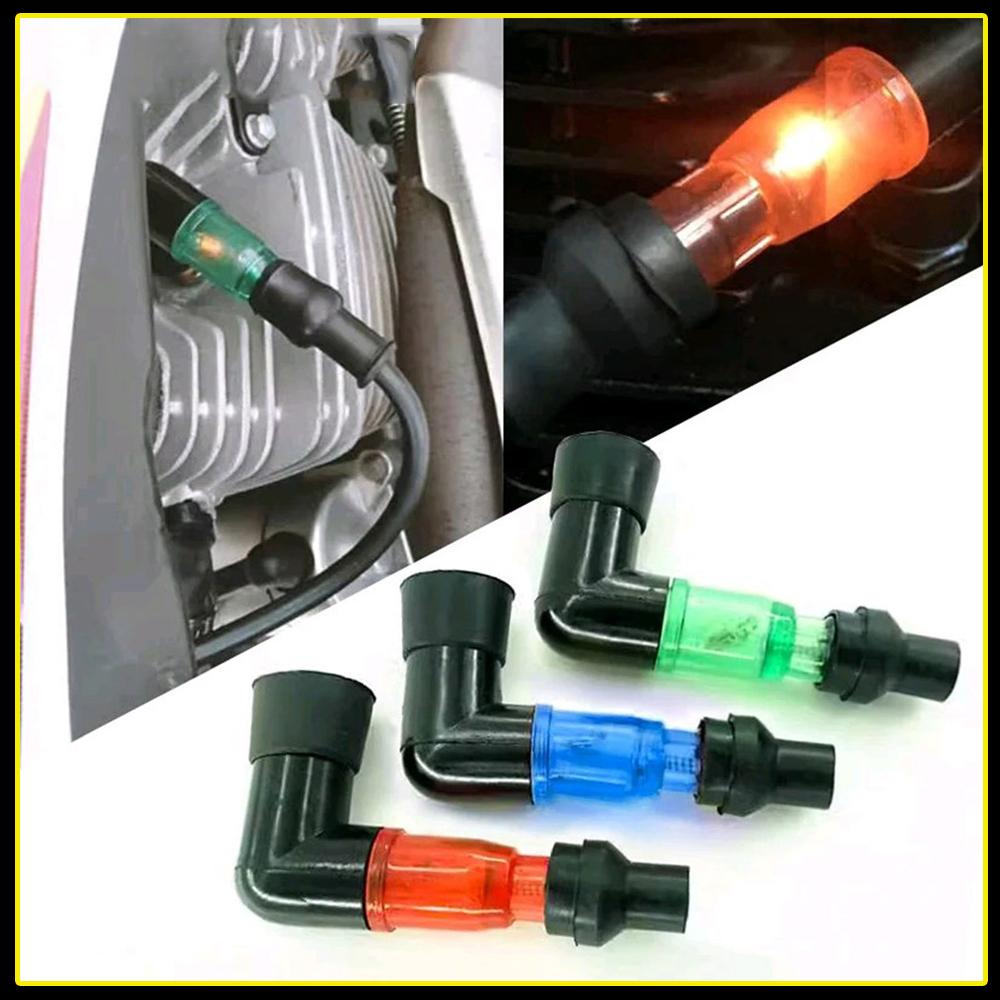 1pc Motorcycle Spark Plug Decorative Cover Motorcycle Ignition Spark Plug Cap Motorcycle 90 Degree Flashing Spark Plug Cover