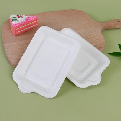 100PCS Biodegradable Material Disposable Paper Plate Square Lightweight Thickened Paper Plate Eco-Friendly Non-slip Cake Plate