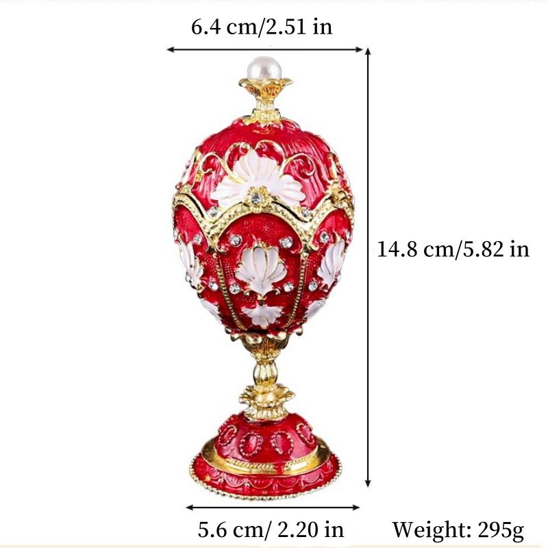 Egg Shape Jewelry Storage Box Inlaid Gem Organizer Exquisite Enameled Alloy Storage Jar Earrings Ring Unique Gift for Family