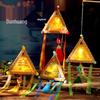 Mid-Autumn Festival Intangible Cultural Heritage Triangle Lantern DIY Kit for Kids: Handheld Luminous Hanfu Lantern