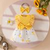 Baby Ruffle Bow Flower Mesh Dress Jumpsuit for 0-2 Years