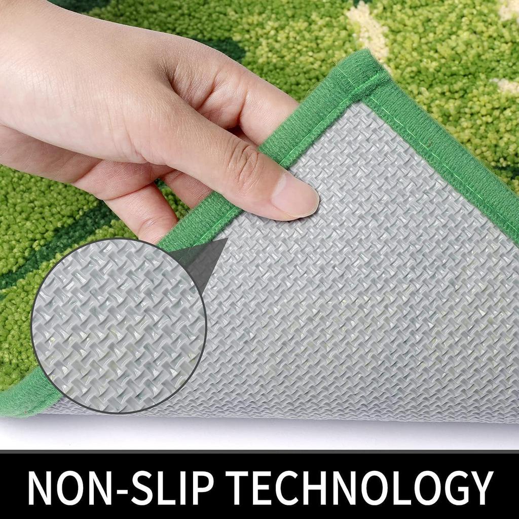Two Leaf Super Soft Microfiber Bath Mat Super Absorbent Anti-Skid Door Mats for Home/Bathroom Mat/Bedroom/Kitchen/Floor Mat (Green) Pack of 1