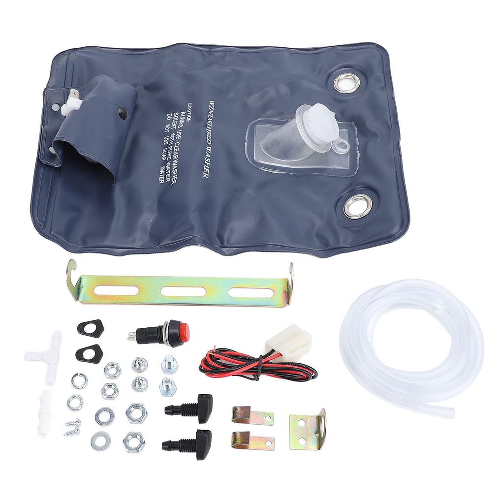 12V Universal Windshield Washer Pump Bag Kit 1L Efficient Cleaning Jet Button Switch 151286776374
