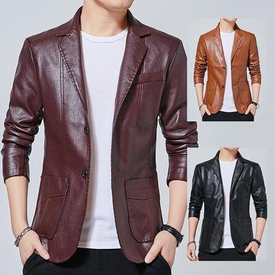 Autumn Winter Leather Jacket Men Stand Collar Slim Pu Leather Jacket Fashion Business Causal Coat Mens Cardigan Jacket