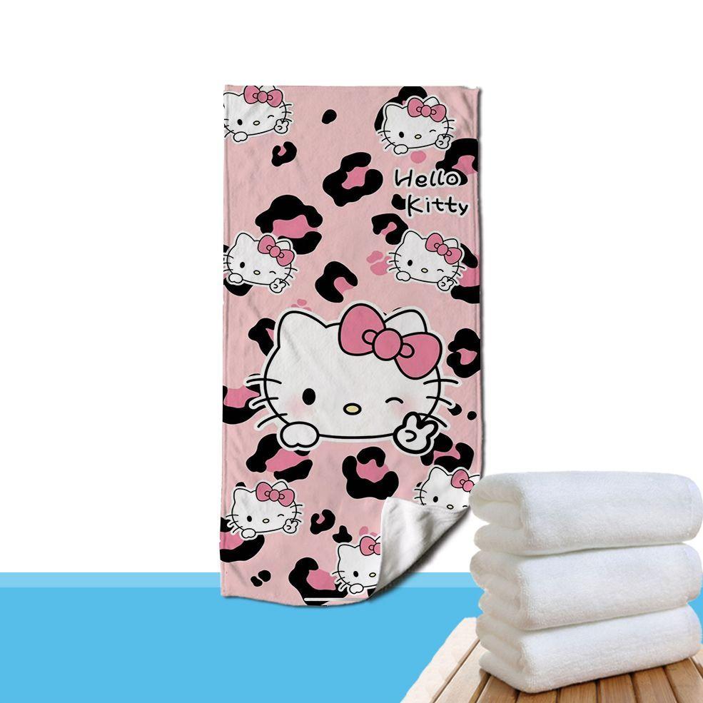 

Leopard print Hello Kitty cartoon cute sports towel bath towel digital printing ultra-fine fiber household towel special handker W30*H60(CM)