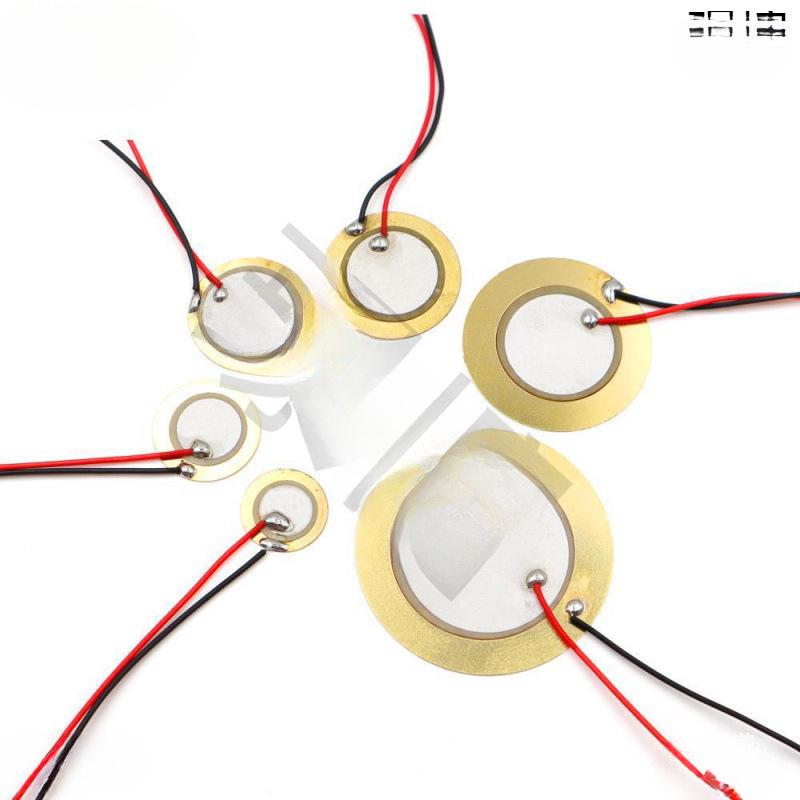 Piezoelectric Ceramic Buzzer with Aluminum Solder & Copper Lead, Diameter Options: 12/15/18/20/27/35/50MM