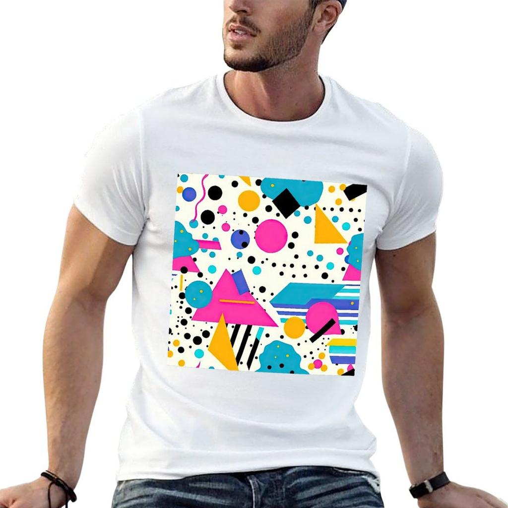 Retro 80s and 90s Pop Memphis Pattern T-Shirt t shirts for man pack white cotton t shirt pack T