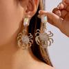 Light Luxury Full Rhinestone Crab Pendant Earrings for Women Exaggerated Sea Animal Earrings Summer Vacation Beach Jewelry