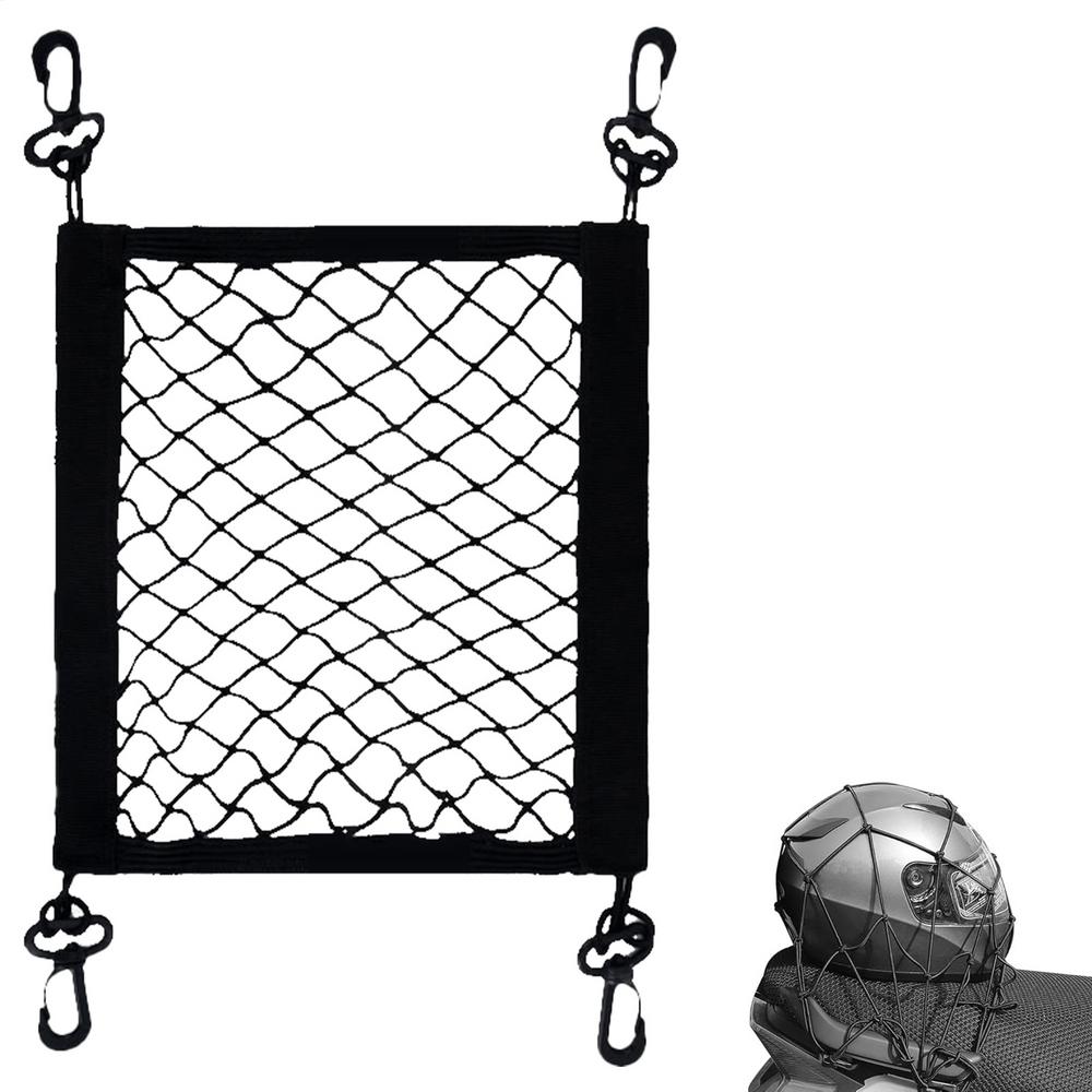 Motorcycle Cargo Net High Elastic Polyester Cargo Net with 4 Adjustable Hooks 360 Rotatable Motorcycle Net Supplies