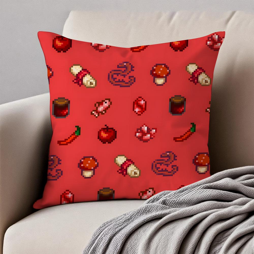 Pixelstyle Game SStardew valley Cushion Cover Pillowcase Antidustmite Invisible Zipper Short Plush Sofa Cushion