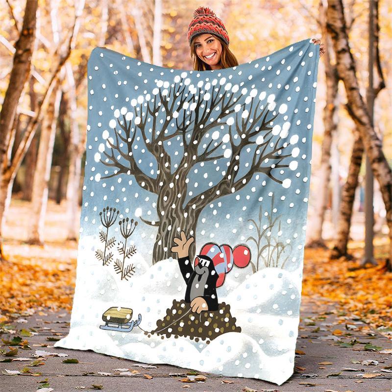 KRTECEK Flannel Blanket Soft Warm All-Season Throw, Design for Camping, Car Travel, Hiking Sofa, Bed, Office Perfect Gift for Parties