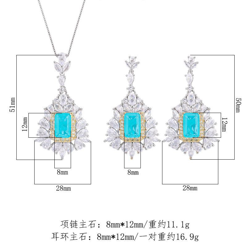 European and American fashion jewelry female simulation Paraiba diamond color separation set 8 * 12