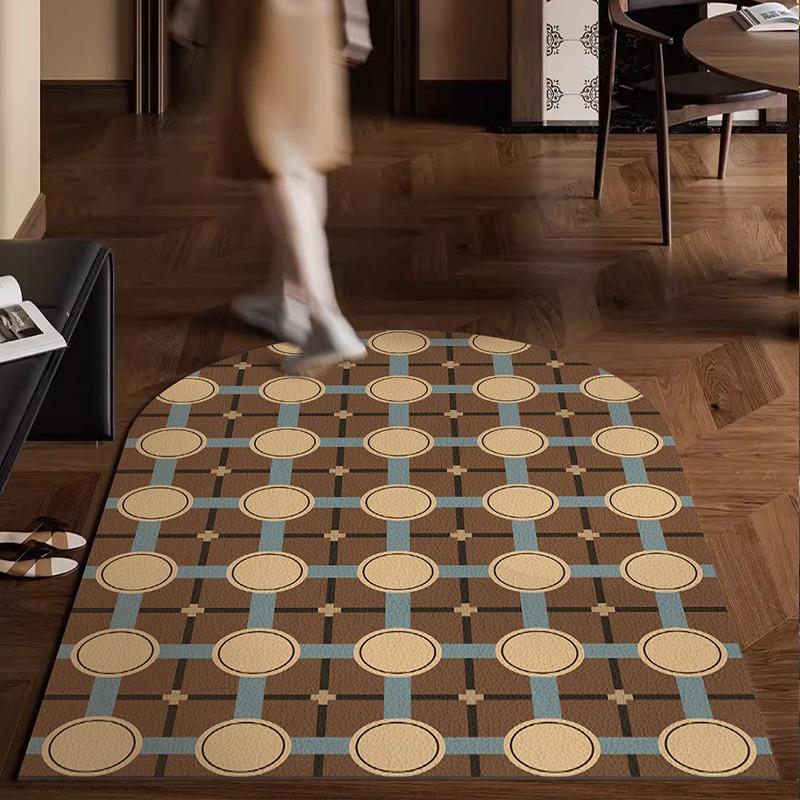 Entrance Carpet Pvc Waterproof Leather Door Mat Arched Floor Mats Green Retro Porch Carpets Home Decoration Rug Christmas Gifts