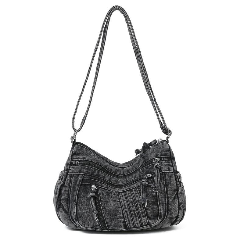 

Женская наплечная сумка джинсовая винтажная сумка кроссбоди чёрный