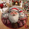 Polyester Christmas Round Mat Snowman Cartoon Anti-Slip Round Rug Snowflake Print Decorative Floor Rugs Winter Season