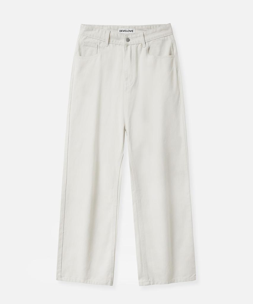 Dibellobeu Essential Mood Semi-Wide Cotton Pants_Ecru