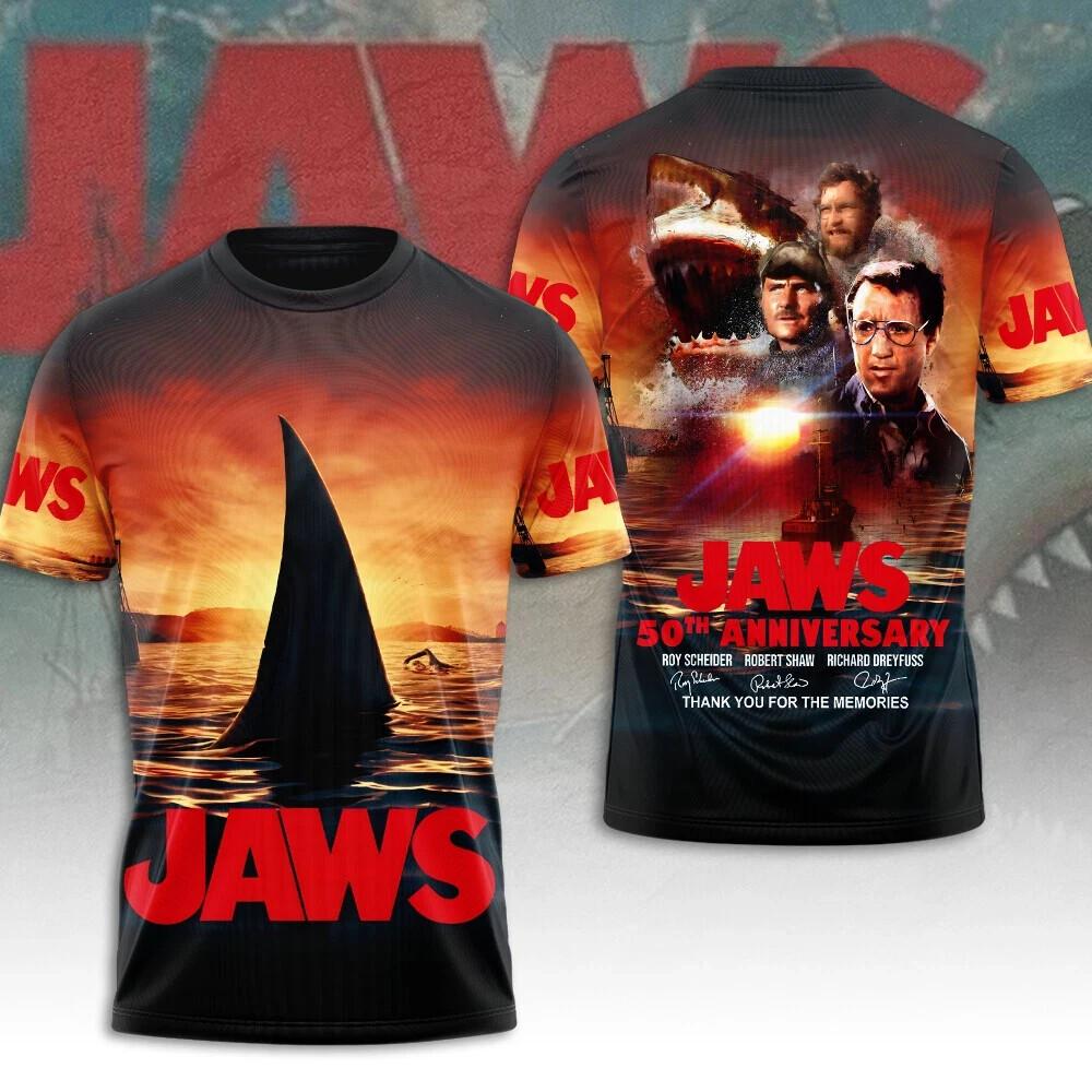Jaws 50Th Anniversary Thank You For The Memories Signatures 3D T-Shirt XL