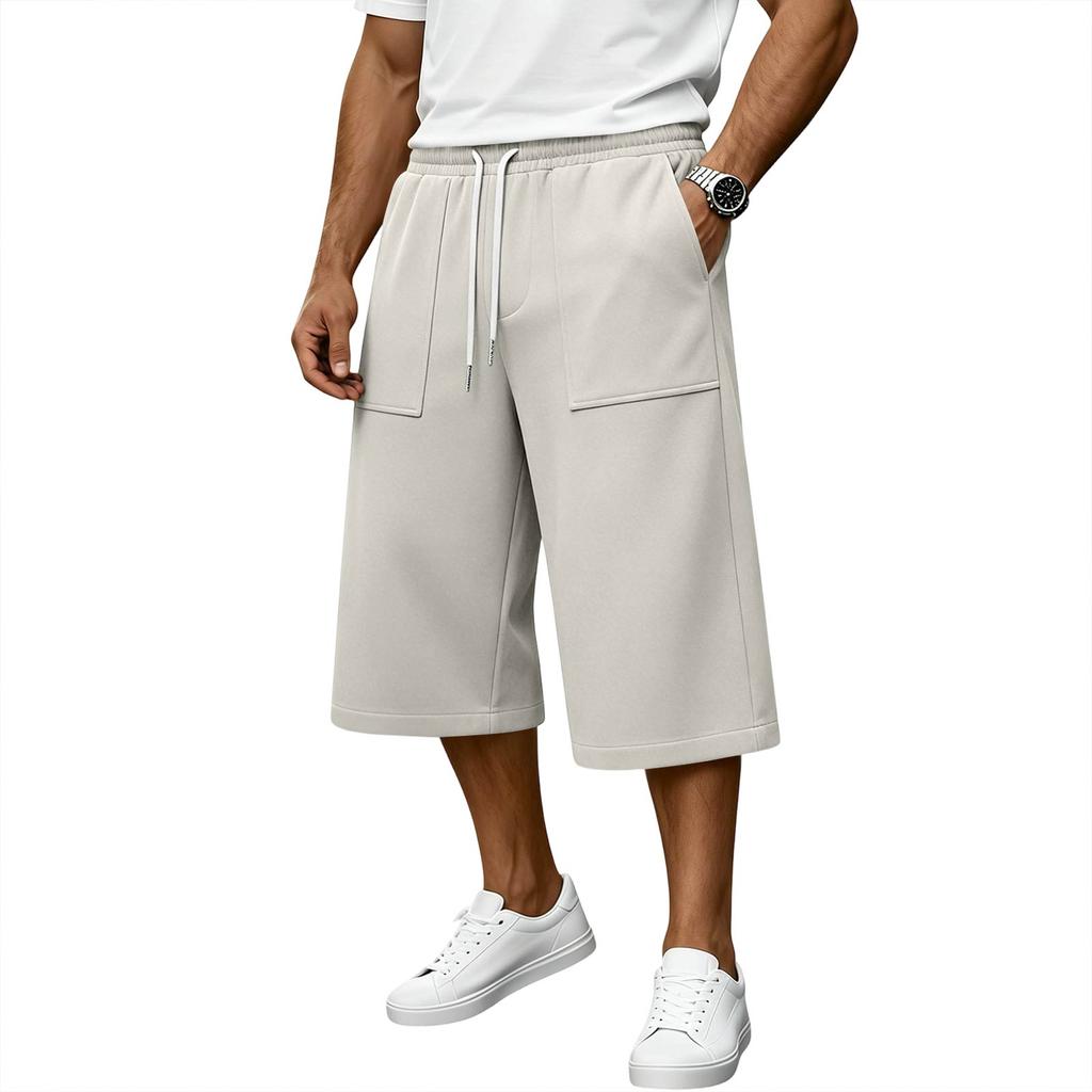 Men's Casual Cargo Shorts with Large Pockets Loose Fit Bermuda Length