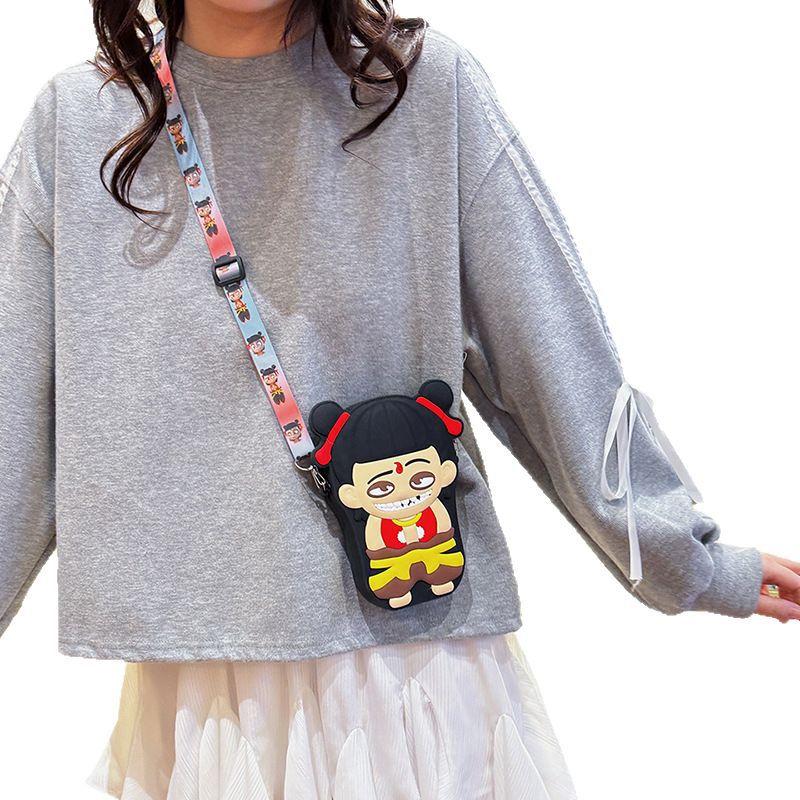 2025 Hot-selling Nezha Aobing Cartoon Mobile Phone Female Cute Size Parent-child Creative Change Bag