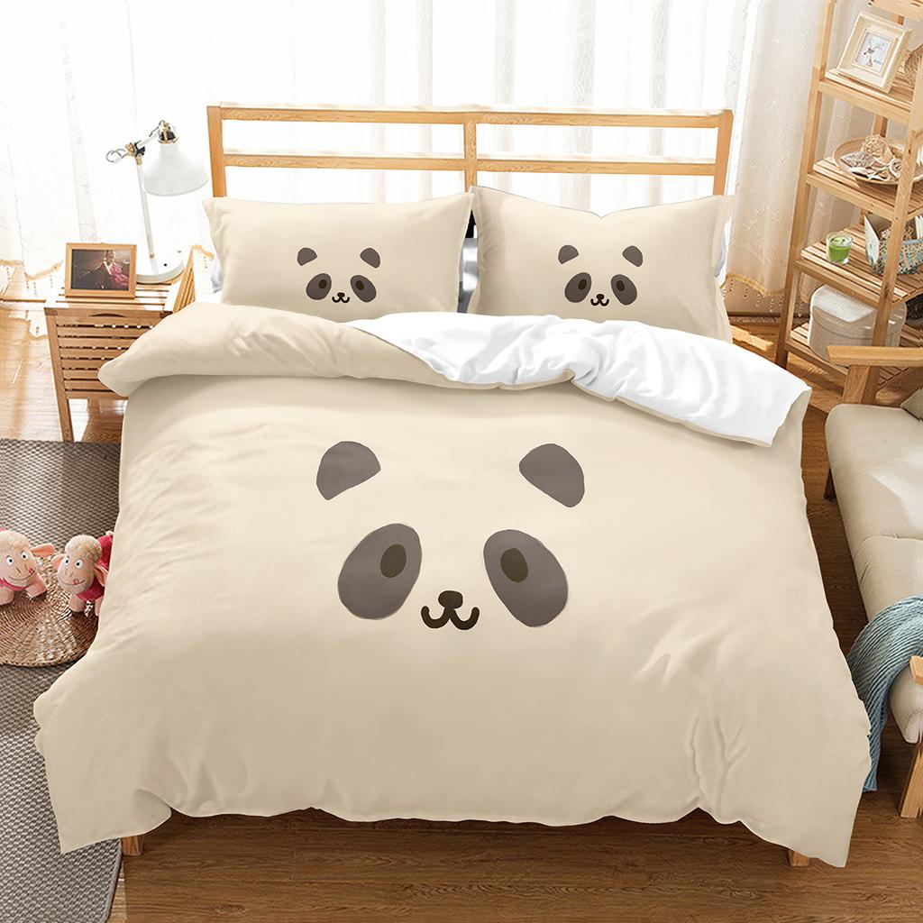 Cartoon Panda Bettbezug Set Niedliches Muster King Queen Full Size Für Kinder Jungen Mädchen Polyester Bettdeckenbezug Mit Kissenbezug