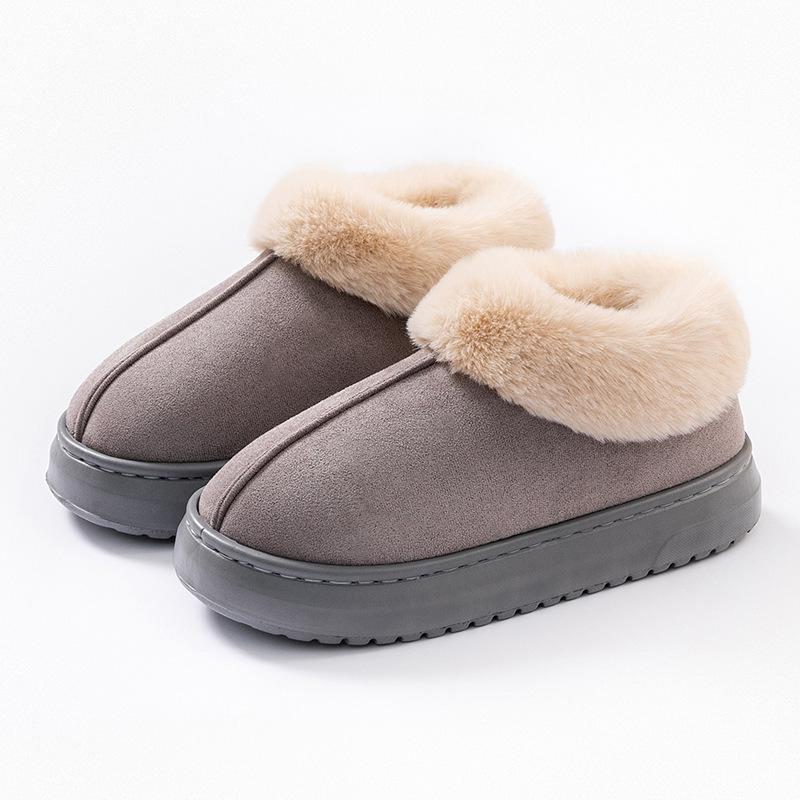 Women's High-Top Cotton Slippers, Winter Non-Slip Indoor/Outdoor, Thick Plush, Full-Wrap, Casual Warm Shoes