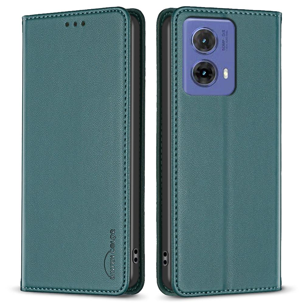 

BINFEN COLOR BF18 For Motorola Moto G85 5G/S50 Neo 5G Case Leather Phone Cover Magnetic Closing Green