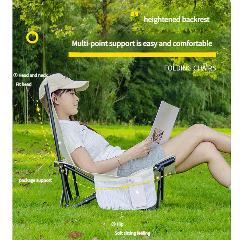 Adjustable Recliner Portable Camping Chair Outdoor Beach Fishing Chair Steel Frame Lightweight Folding Stool
