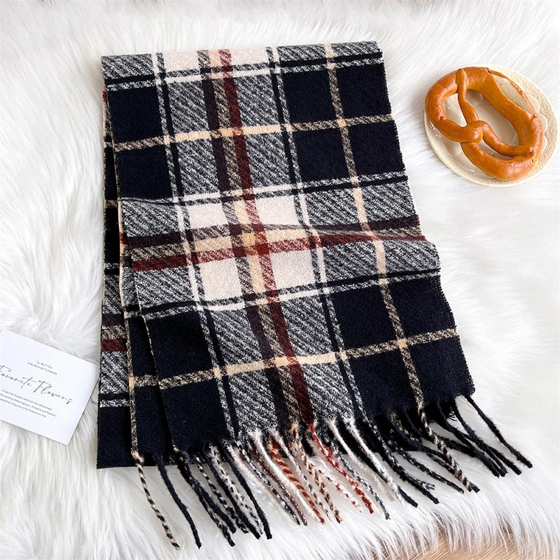 Winter Scarf for Women Imitation Cashmere Warm Plaid Pashmina Scarf Wraps Female Thick Soft Bufanda Tassel Shawl Poncho Stole