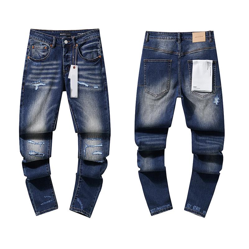 European and American Purple Slim Men's Trendy Light Luxury Elastic Jeans