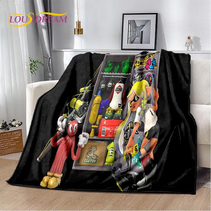 Oyunlar, Splatoon, Karikatür Yumuşak Peluş Battaniye, Flanel Battaniye Oturma Odası Yatak Odası Yatak Kanepe Piknik Örtüsü için Battaniye Atmak Bettdecke