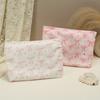 Cherry Cosmetic Storage Bag Pink Bow Corduroy Cosmetic Pouch Toiletrie Accessories