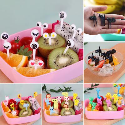 Mini Forchetta da Frutta Fattoria degli Animali per Bambini Cartone Animato Snack Torta Dessert Cibo Stuzzicadenti per Frutta