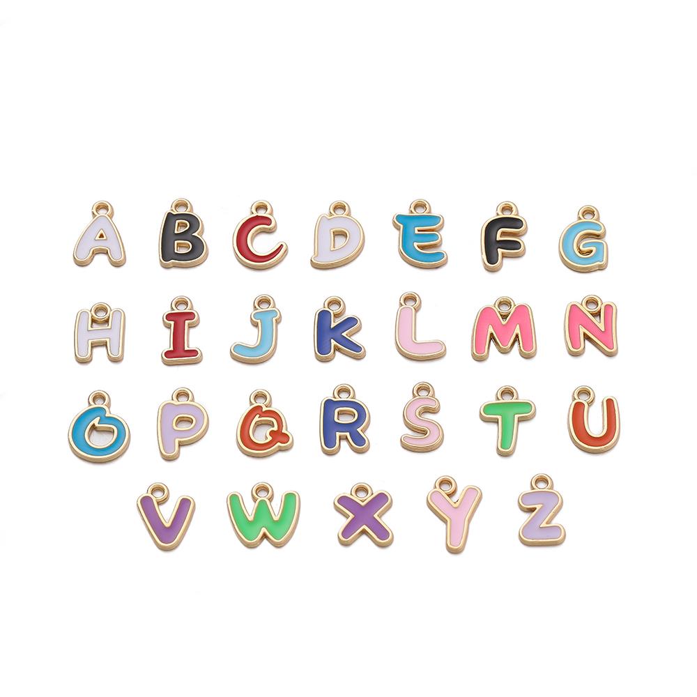 50/100pcs A-Z Alphabet Enamel Charms Colorful Metal Letter Pendants for DIY Jewelry Making Earrings Bracelet Necklace Accessorie