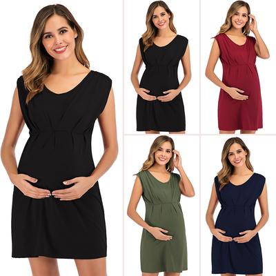 Sleeveless Maternity Dress Pregnancy Dresses Clothing for Pregnant Women Crewneck Pregnancy Feeding Top Clothes