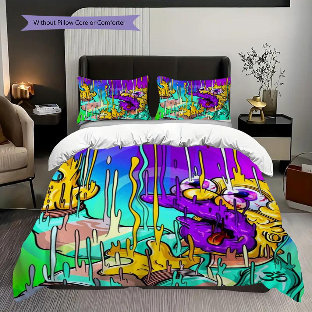 Vibrant Chaos Surreal Meltdown Bedding (1 * duvet cover + 2 * pillowcase, without core) 2D Flat Duvet cover and pillowcase Bedding set