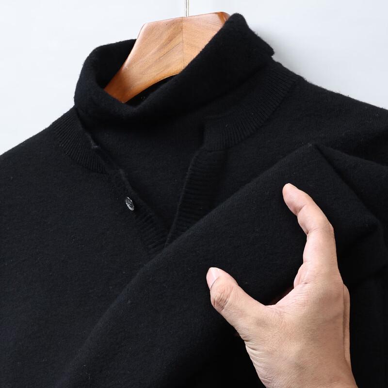 FORTEI Men's Mock Layer High-Neck Pure Wool Sweater
