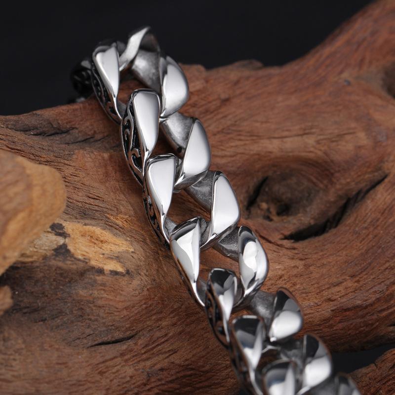 316L Stainless Steel Men's Charm Bracelet Retro Bracelet Man High Quality Cool Male Bikers Jewelry Accessories On Hand Curb Chain