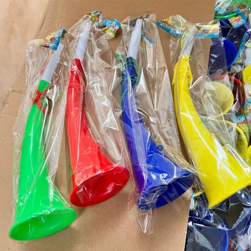 Pack Of 12 Random Color Plastic Horns Sports Party Supplies For Sports Game Cheering And Party Celebration