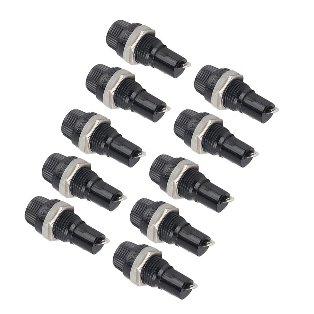 10pcs Panel Mount Screw Cap Fuse Holder Case for Radio Glass Tube Fuses 5 x 20mm