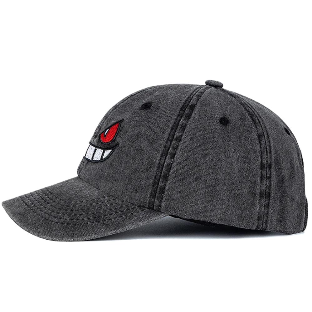 New Unisex Washed Cotton Cap Devil Embroidery Baseball Cap For Man Woman Casual Outdoor Dad Hat