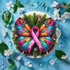 Metal Battle Against Cancer Sign Wall Art 8x8 Inch Round Butterfly Ribbon Office Home Living Room Decor