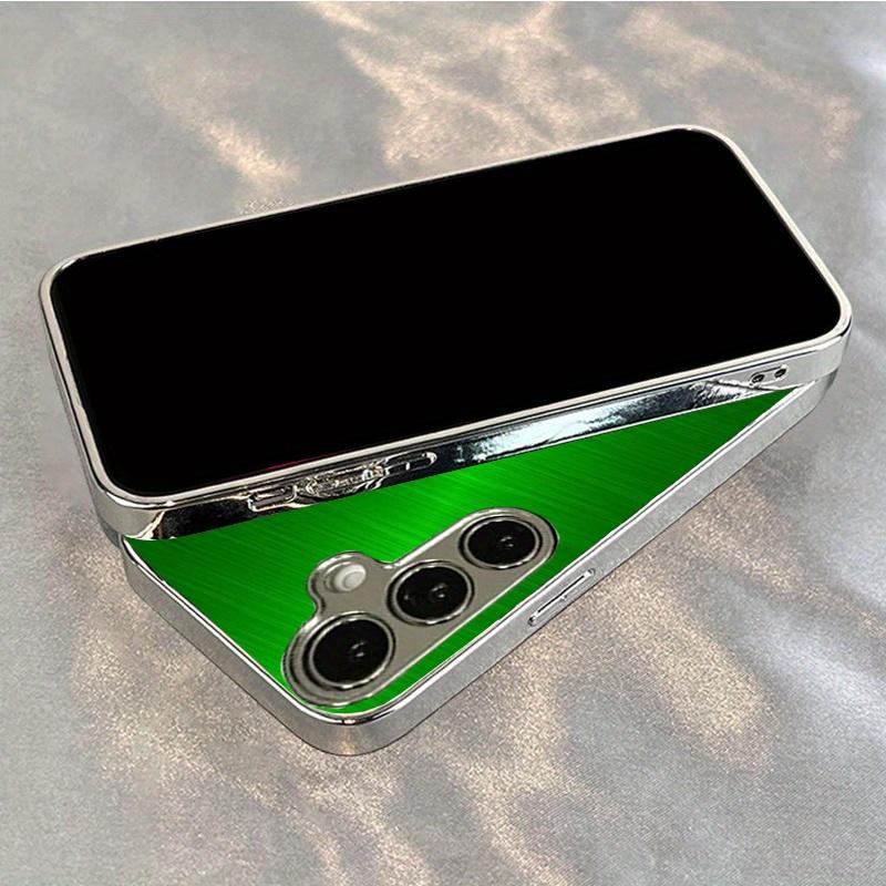 New Simple Design Green Electroplated Glass Phone Case, Suitable for Samsung S26/S25, S24/S23/S22/S21/S20, Etc. Models
